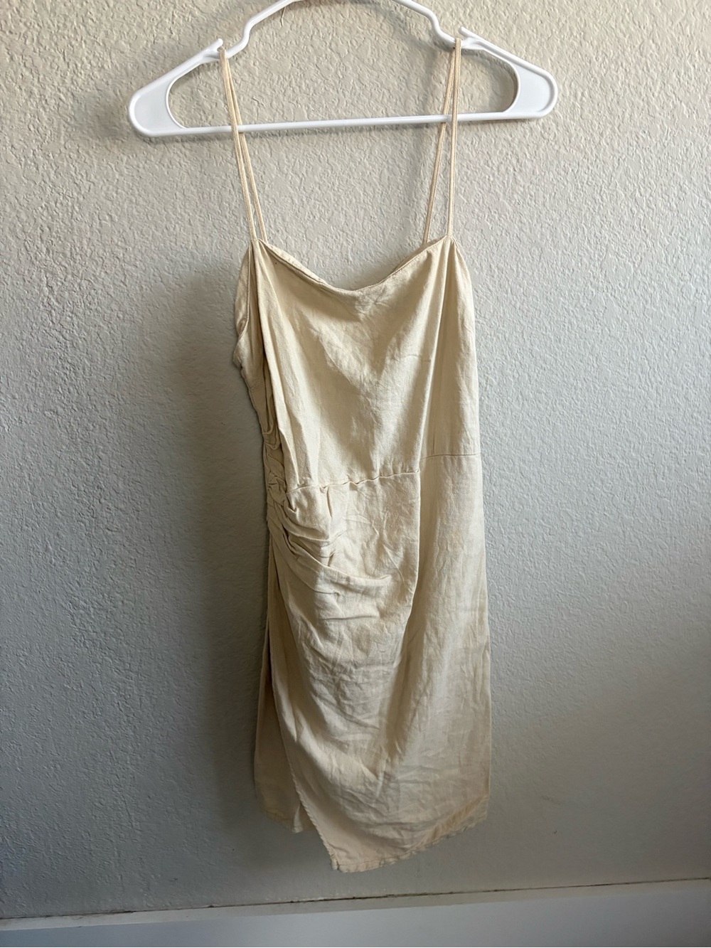 Zara Beige Spaghetti-Strap Slip Dress